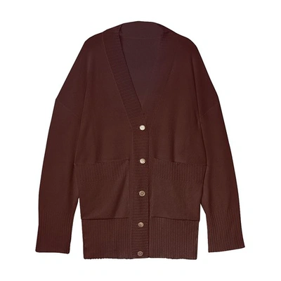 Shop Aeron Jinotepe - Oversize Knitted Cardigan With Buttons In Dark Chocolate
