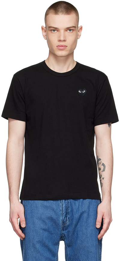 Shop Comme Des Garçons Play Black Cotton T-shirt In 1 Black