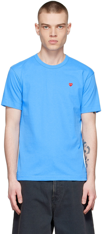 Shop Comme Des Garçons Play Blue Cotton T-shirt In 1 Blue