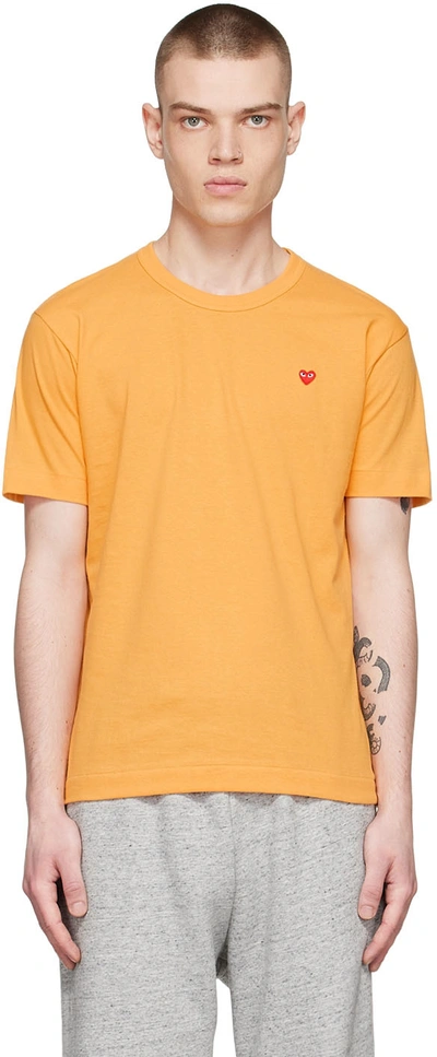 Shop Comme Des Garçons Play Yellow Cotton T-shirt In 2 Yellow