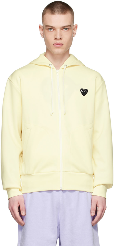 Shop Comme Des Garçons Play Off-white Polyester Hoodie In 3 Ivory