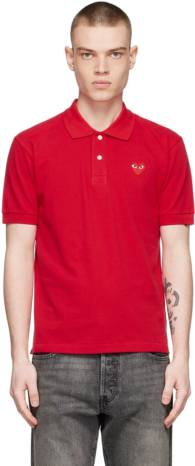 Shop Comme Des Garçons Play Red Cotton Polo In 4 Red