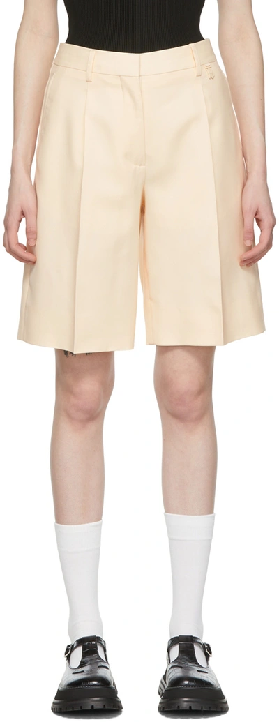 Burberry Monogram Motif Wool Tailored Shorts In Buttermilk Beige