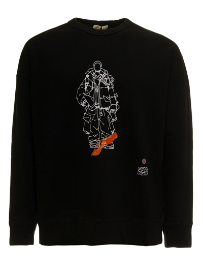 Shop Ten C Mans Black Cotton Sweatshirt With Print