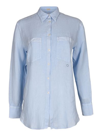 Shop Massimo Alba Chest Pocket Long-sleeved Shirt In Ice Blue