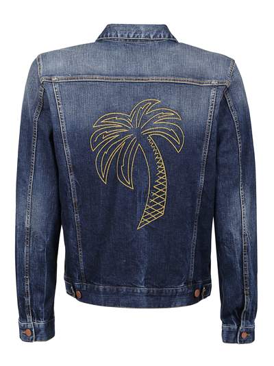 Shop Palm Angels Classic Denim Jacket In Blue Brown