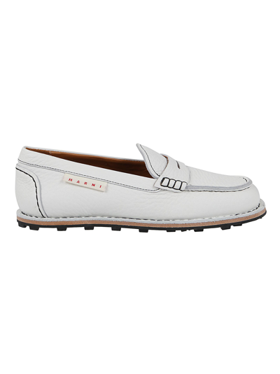 Shop Marni Pebble Loafers In Lily White