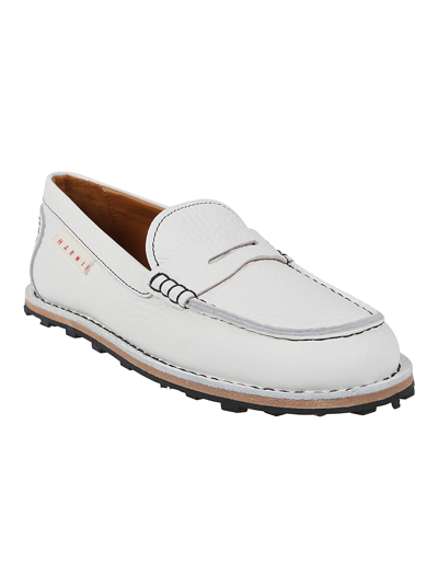 Shop Marni Pebble Loafers In Lily White