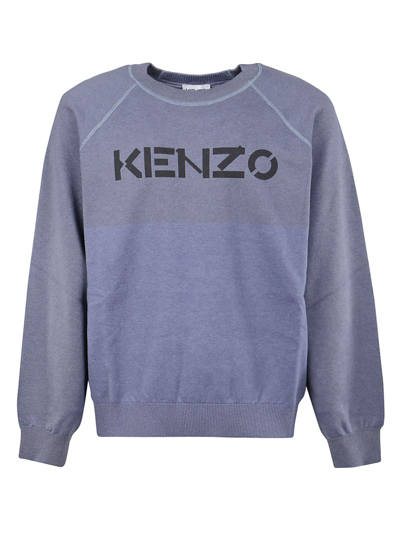 Shop Kenzo Logo Garment Dye Sweater In Glacier
