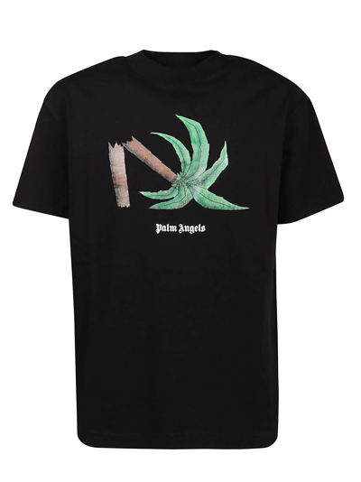 Shop Palm Angels Broken Palm Classic T-shirt In Black Green