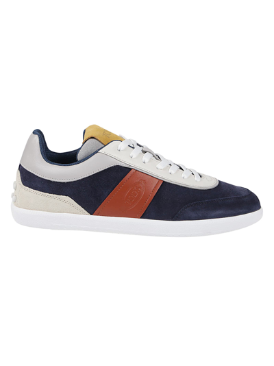 Shop Tod's 68c Sneakers In Xnc Blu Scuro/marrone/bianco