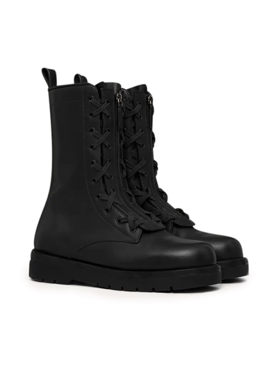 Shop Valentino Combat Boot In No Black