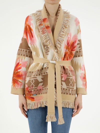 Shop Alanui Desert Island Icon Cardigan In Beige