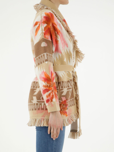 Shop Alanui Desert Island Icon Cardigan In Beige