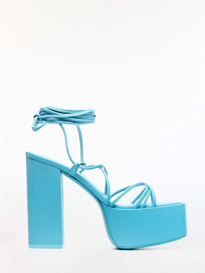 Paris Texas Tie-detail Open-toe Platform Sandals In Turquoise