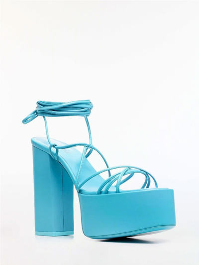 Paris Texas Tie-detail Open-toe Platform Sandals In Turquoise