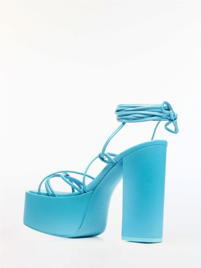 Paris Texas Tie-detail Open-toe Platform Sandals In Turquoise