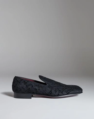 Shop Dolce & Gabbana Lace Covered Velvet Slippers In Black