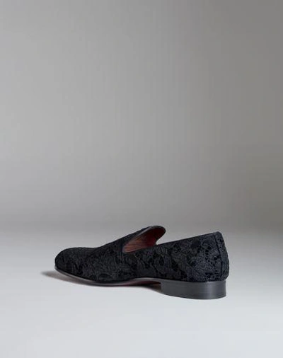 Shop Dolce & Gabbana Lace Covered Velvet Slippers In Black