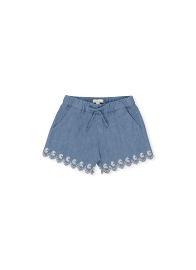 Shop Chloé Denim Shorts In Denim Light Blue