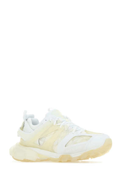 Shop Balenciaga White Nylon And Mesh Track Clear Sole Sneakers  White  Uomo 43