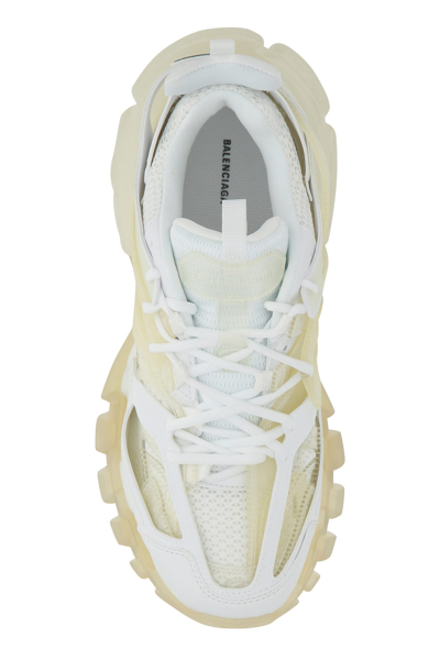 Shop Balenciaga White Nylon And Mesh Track Clear Sole Sneakers  White  Uomo 43