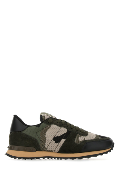 Shop Valentino Embroidered Fabric Rockrunner Camouflage Sneakers Nd  Garavani Uomo 40