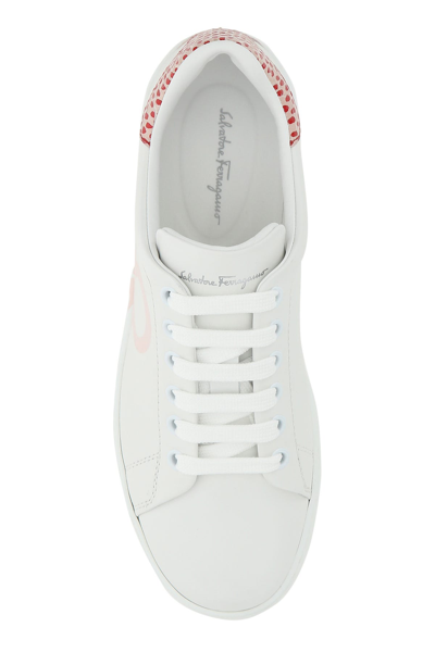 Shop Ferragamo White Leather Sneakers White Salvatore  Donna 9+