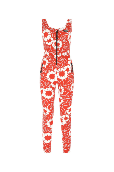 Shop Prada Printed Stretch Polyester Jumpsuit Floral  Donna M