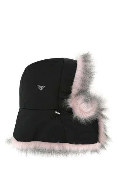 Shop Prada Cappello In Re-nylon Nero  Donna