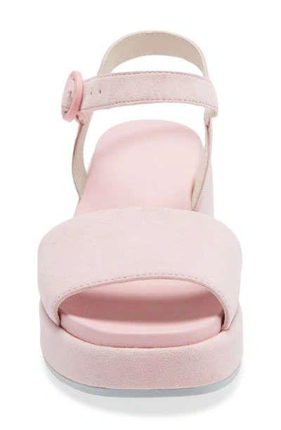 Shop Camper Misia Platform Wedge Sandal In Pastel Pink Leather