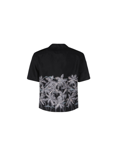 Shop Palm Angels Men's Black Silk Shirt