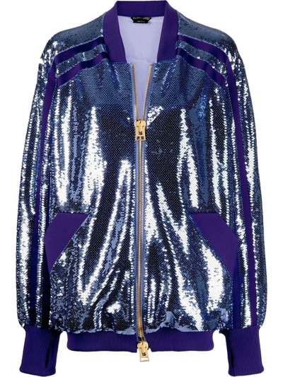 Tom Ford Sequin-embellished Stretch-woven Jacket In Purple | ModeSens