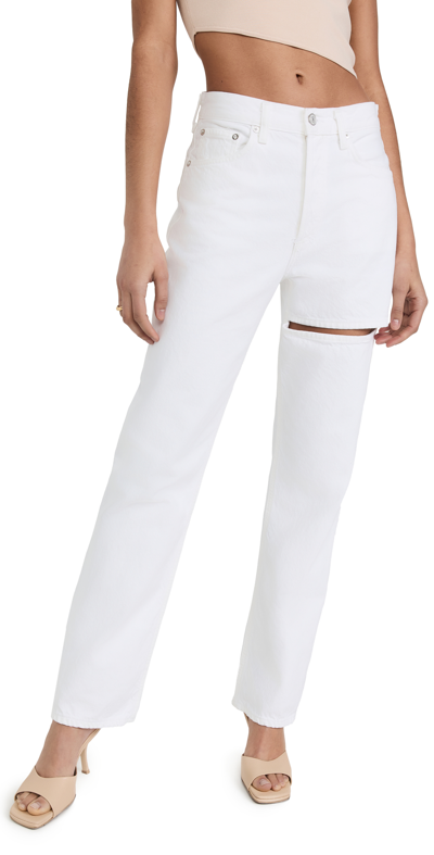 Shop Agolde Lana Slice Jeans: Mid Rise Straight In Element