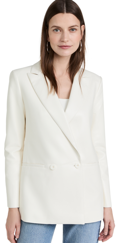 Shop Alice And Olivia Justin Faux Leather Blazer In Soft White
