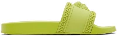 Shop Versace Green Palazzo Slides In 1gb00 Yellow