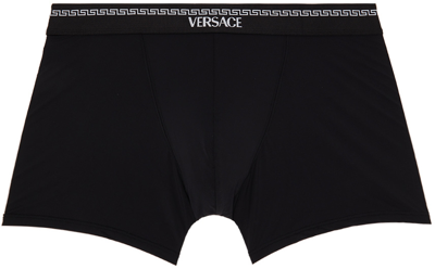 Shop Versace Black Logo Trunk Boxers In 1b000 Black