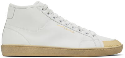 Shop Saint Laurent White Court Classic Sl/39 Sneakers In 9377 Optic White