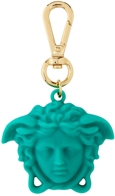 Shop Versace Blue La Medusa Key Chain In 1v56v Turquoise
