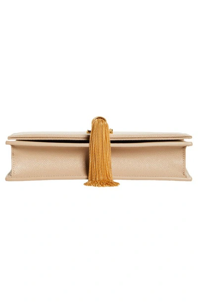 Shop Saint Laurent Kate Tassel Leather Wallet On A Chain In Dark Beige