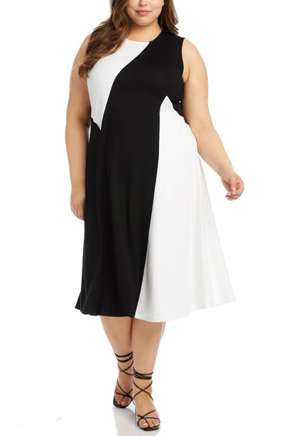 Shop Karen Kane Sleeveless Colorblock Dress In Black With White