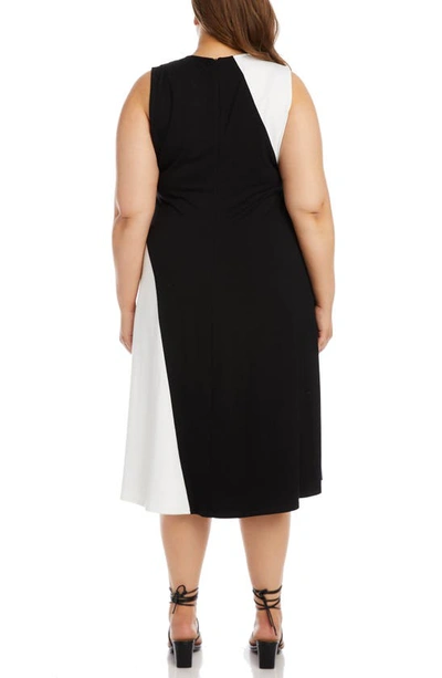 Shop Karen Kane Sleeveless Colorblock Dress In Black With White