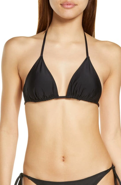 Shop Ganni Core Triangle Bikini Top In Black