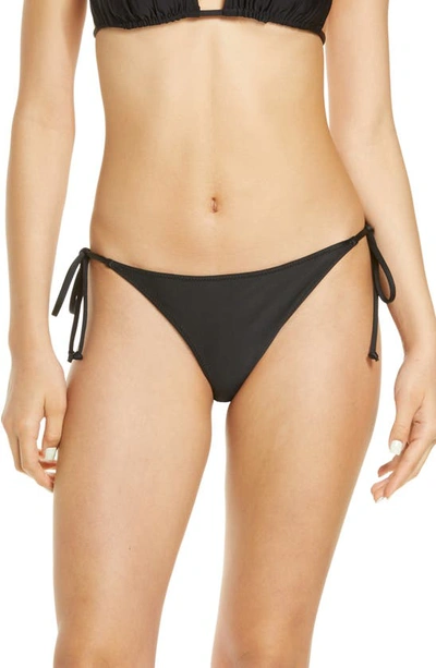 Shop Ganni Core Side Tie Bikini Bottoms In Black