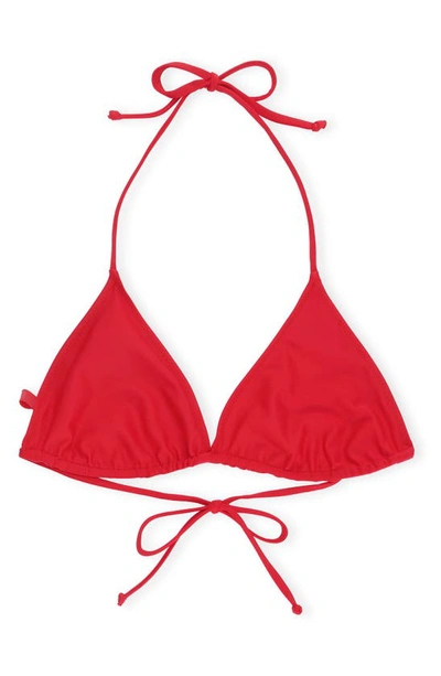 Shop Ganni Core Triangle Bikini Top In High Risk Red