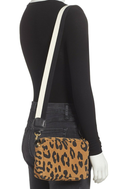 Clare V. Midi Sac Leopard Print Leather Crossbody Bag in Black