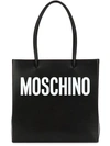 Moschino Logo Shopping Nappa Leather Tote, Black/white