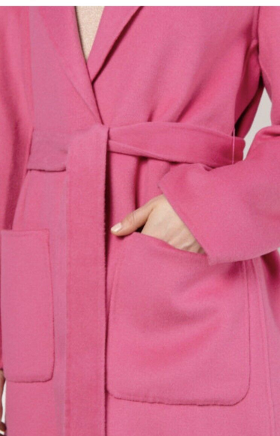 Pre-owned Liu •jo Liu Jo Double Breasted Wool Jacket Belted Coat Pink