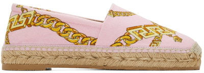 Shop Versace Pink Canvas Espadrilles In 5p220 Candy+gold