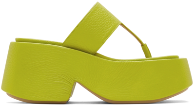 Shop Marsèll Green Zeppo Infradito Wedge Sandals In 788 Lime